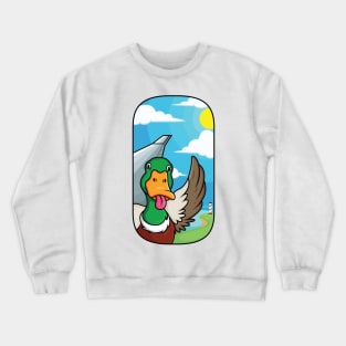 duck cartoon tongue plane window Crewneck Sweatshirt